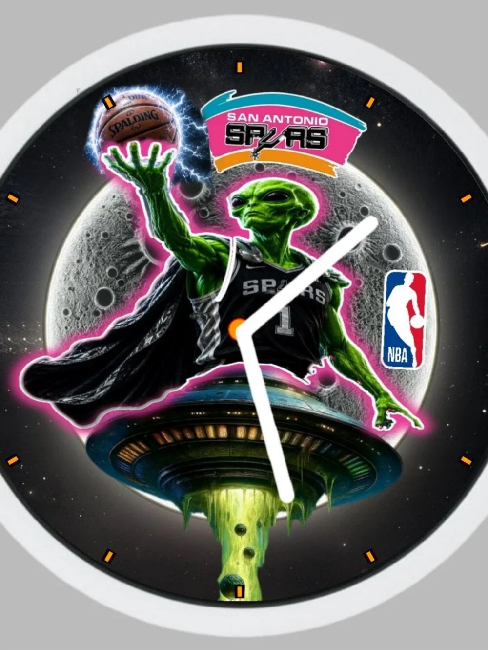 San Antonio Spurs Alien Basketball Wall Clock - Green